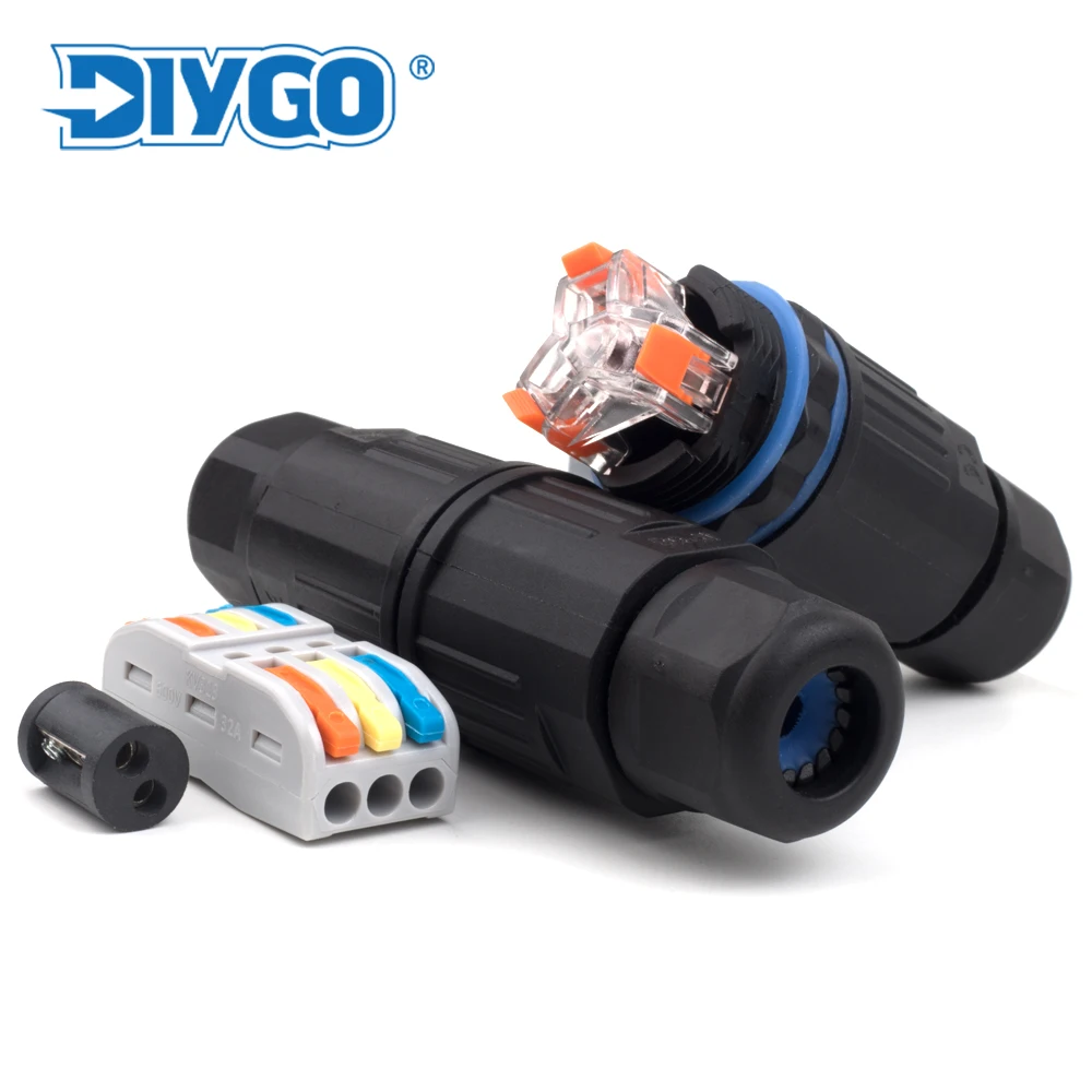 IP68 Waterproof Cable Connector KVF/KVSF 2 In 2 Out 2Pin 3Pin 4Pin 5Pin Adapter Electrical Terminal Wire Connectors Led Light