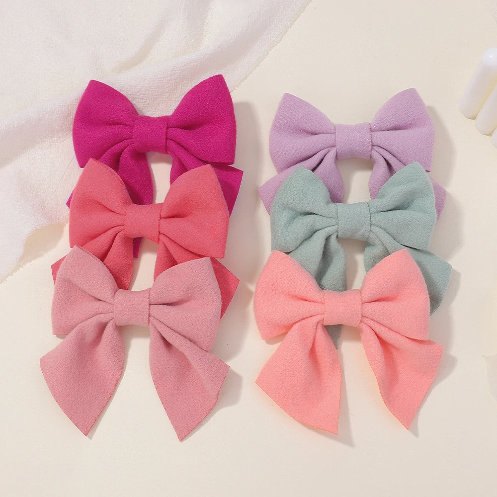 3Pcs/Set Solid Colors Hair Clip Bowknot with Clips New Handmade Hairpins Barrettes for Girls Headwear Kids Cute Hair Accessories