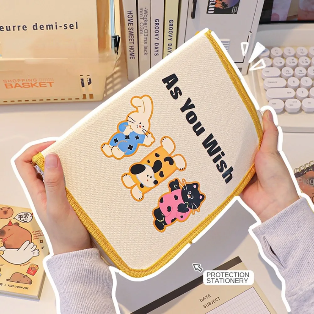 Creative Book Shape Pencil Case Large Capacity Cartoon Korean Style Stationery Bag 9 Layers Zipper Animal Pencil Pouch