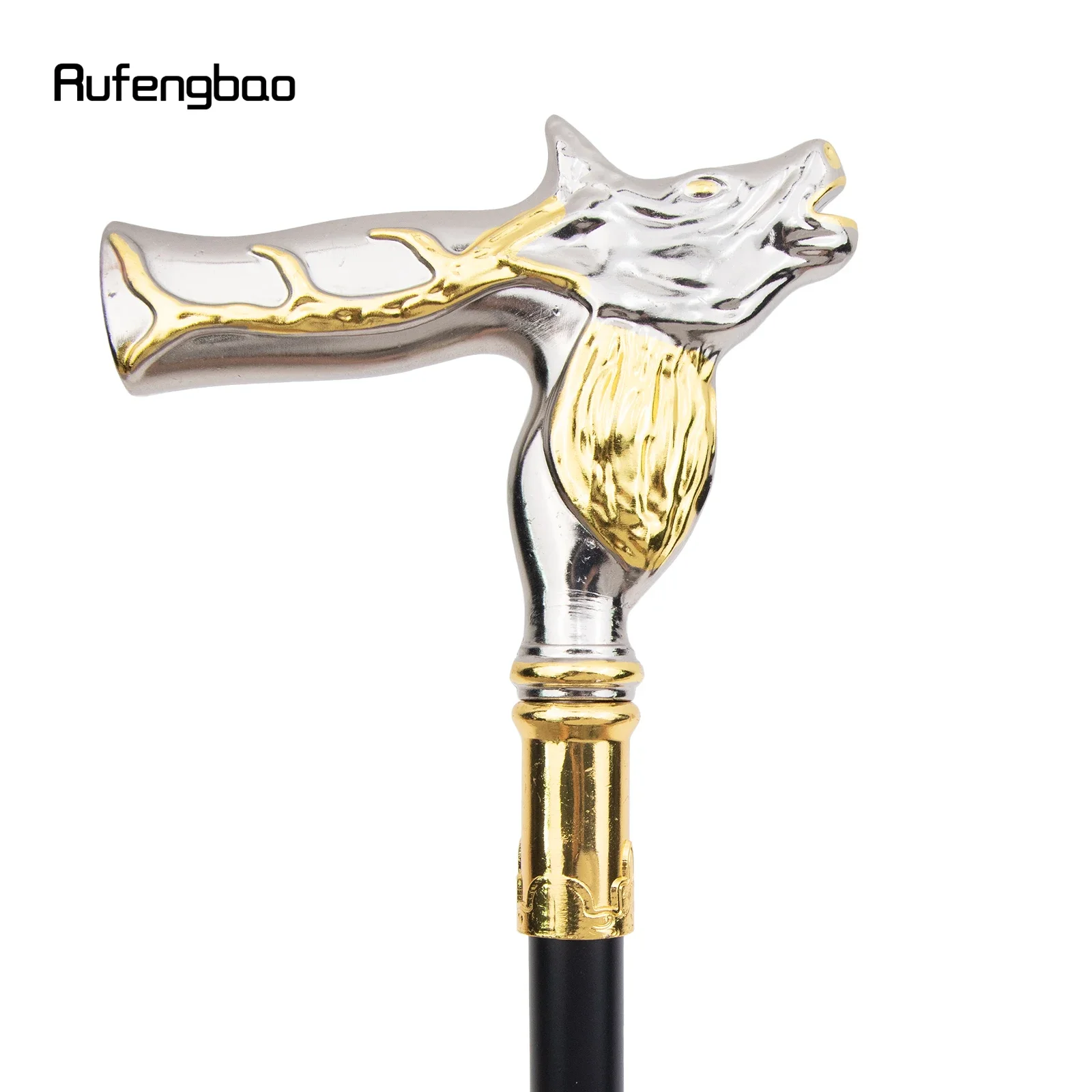 Golden White Deer Walking Cane Fashion Decorative Walking Stick Gentleman Elegant Cosplay Cane Knob Crosier 92cm