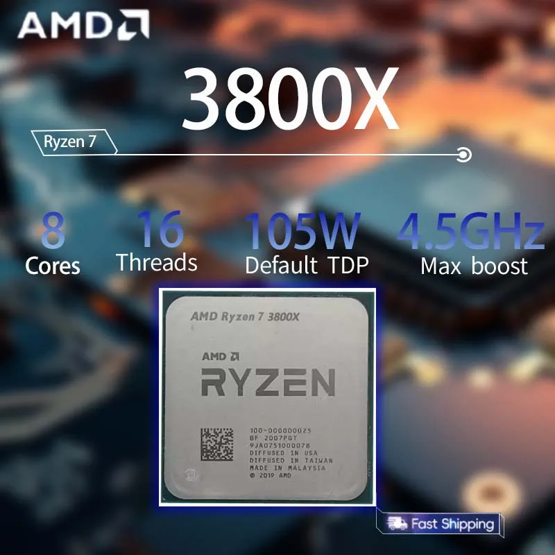 

AMD Ryzen 7 3800X CPU R7 3800X 3.9GHz--4.5GHz 7NM L3=32M 100-000000025 105W 8-Core 16-Thread CPU Processor Socket AM4