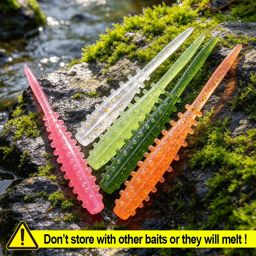 Spinpoler Spiny Studs Ajing Soft Worm 37mm Floating Lure UV Glow Micro Finesse Rockfish Bait Light Game Ice Shore Fishing Tackle