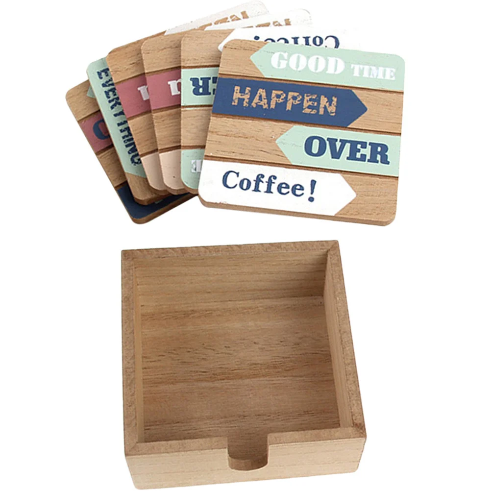

1Set Wood Coasters Rustic Square Cup Mat Heat Proof Non Slip Coasters for Office Home Bar Use Square Coaster Drinks Cups Coaster