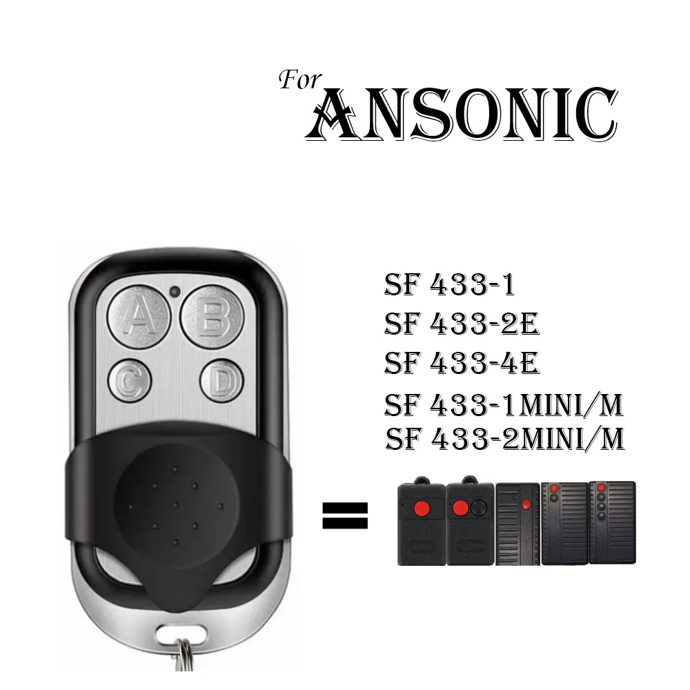 

ANSONIC SF 433-1 SF 433-2E SF 1Mini/M 2Mini/M Ansonic Replacement Gate Door Remote Control Transmitter Fixed code 433.92mhz