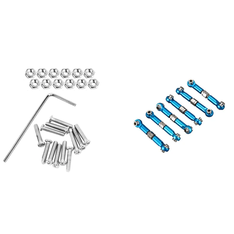 

60Pcs Adjustable Metal Linkage Pull Rod Front /Rear Servo Link For Wltoys A949 A959 A969 A979 K929,Blue