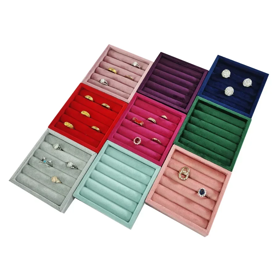 Rings Organizer Small Velvet Tray 11*11Cm Jewelry Packaging Case Ear Stud Display Storage Earrings Quality Velvet