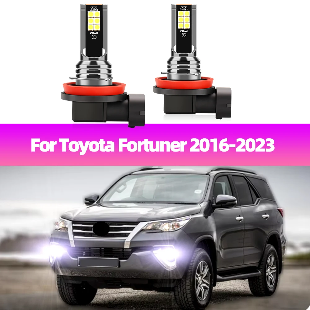 2Pcs Für Toyota Fortuner 2016 2017 2018 2019 2020 2021 2022 2023 LED Nebel Lampe Lampen 12V Auto vorne Nebel Licht Weiß 6000K