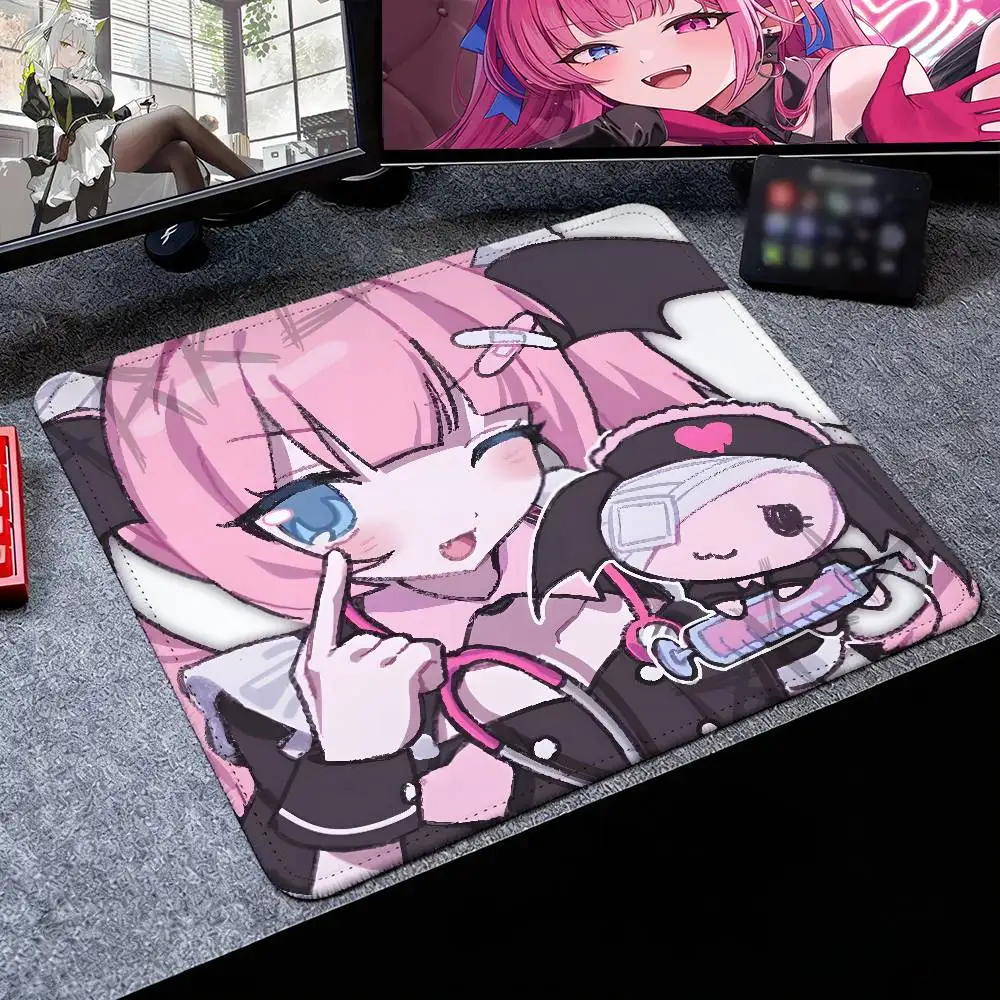 Kawaii Anime Girl Small Mouse Pad Pink Twin‑tails Devil Wing Nurse Doll Gaming Mousepad Non‑Slip Rubber Laptop Office Desktop