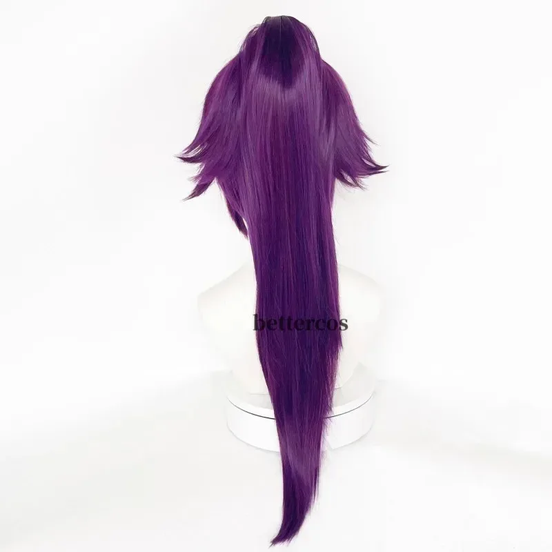Shihouin Yoruichi Cosplay Wigs High-temperature Fiber Synthetic Hair Purple Mixed Long Chip Ponytail Wig Capx;3,v'6.f;9,