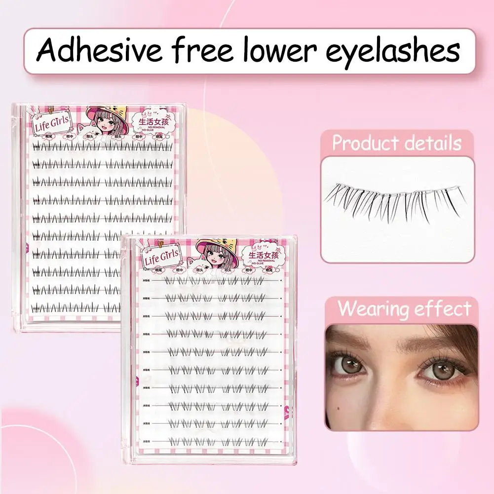 خالية من الغراء الرموش السفلية مجموعات الرموش الطبيعية ذات سعة كبيرة وخفيفة الوزن DIY ماكياج تحت تمديد لاش G3Y5 #5