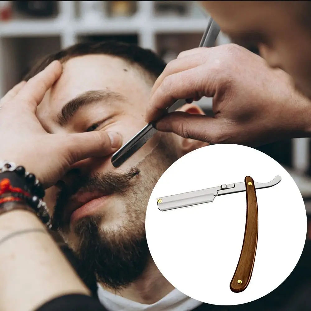 Maquinilla de afeitar de acero inoxidable para Barbero, herramienta de aseo para salón de belleza, pelo liso