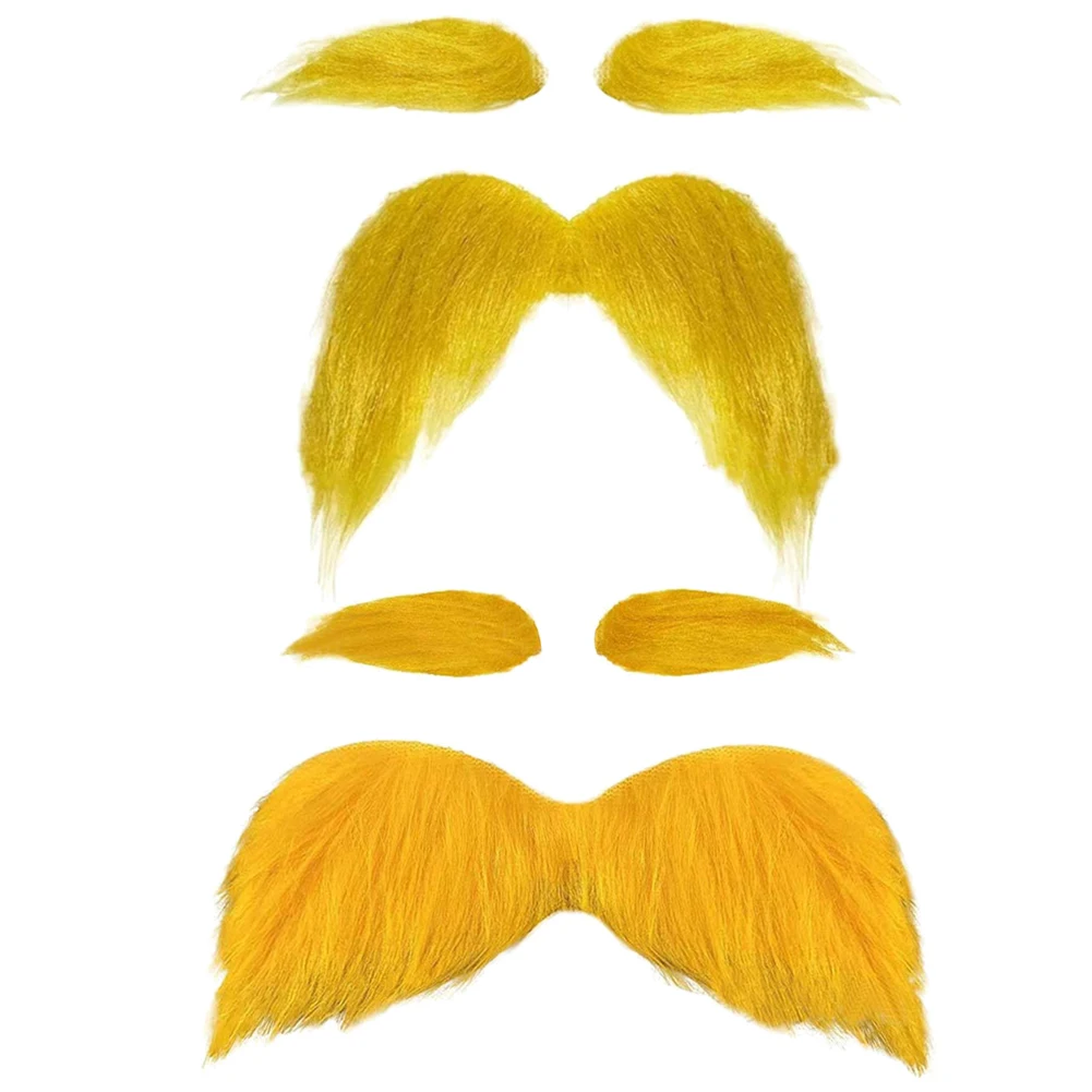 Cartoon Lorrax Once Ler Orange False Eyebrow Beard Set Costume Accessories Yellow Beard Props Adult Christmas Halloween Suits