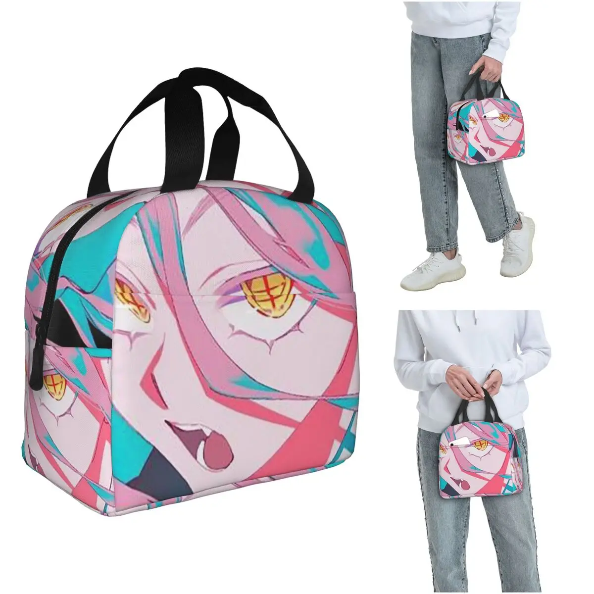 Power Anime Chainsaw Man Insulated Lunch Bag for Women Children Leakproof Food Boxes Thermal Lunch Box Tote