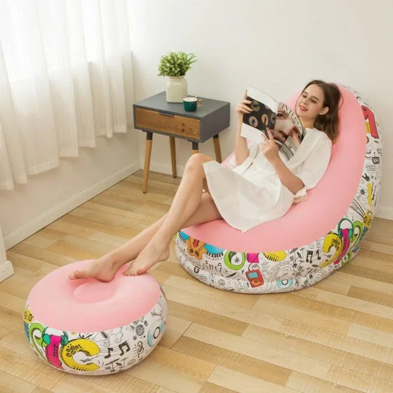 Balcony Bedroom Living Room Lazy Person Outdoor Air Transparent Flocking Thickened Inflatable Sofa Single Person Chairs