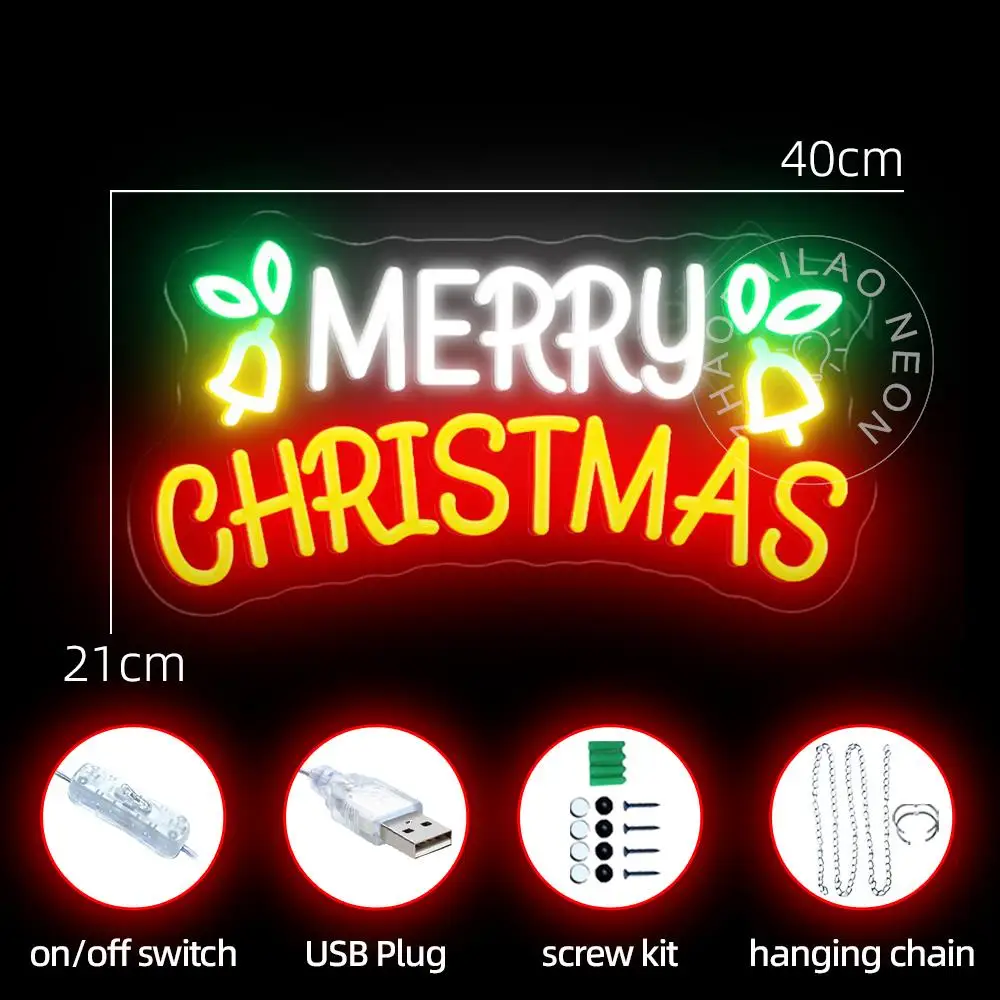 Merry Christmas Neon Sign LED lights Christmas decoration room bedroom decor wall art Indoor Party Store Bar Pub Club