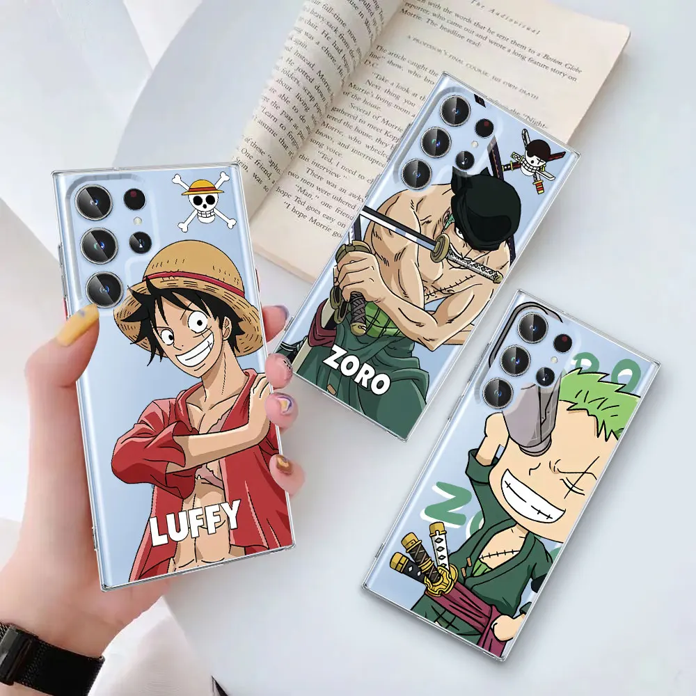 Japan One Piece Case for Samsung Galaxy S24 S25 Edge S22 S23 S8 S21 Ultra S9 Plus S20 FE S10 5G TPU Transparent Phone Cover
