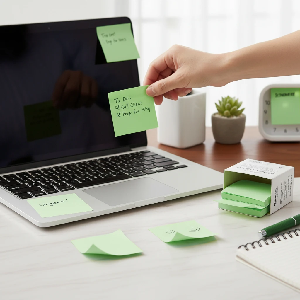 A 100-sheet green sticky note pad with small strips for student use, memo stickers, label stickers, removable small notebooks, b view 6