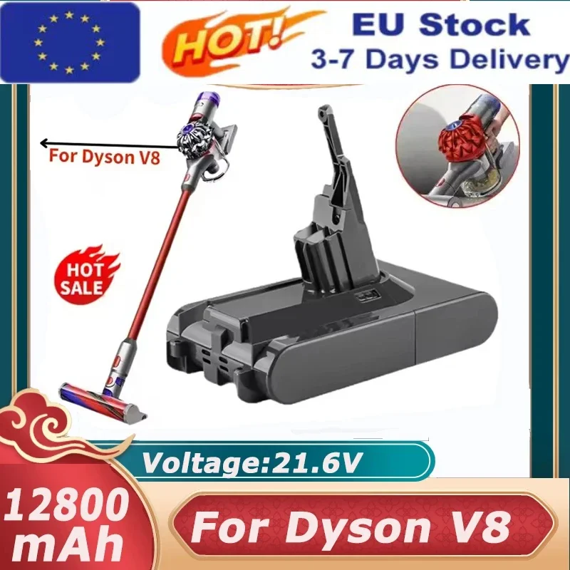 Batterie pour aspirateur sans fil Dyson V8 Animal Absolute Fluffy, NOUVEAU 21.6V 12800mAH DYSON V8 Batterie