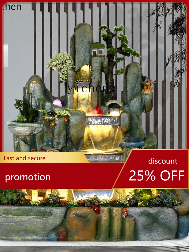 YFY  Artificial Mountain and Fountain Fish Pond Humidifier Floor Ornaments Water Wheel Landscape