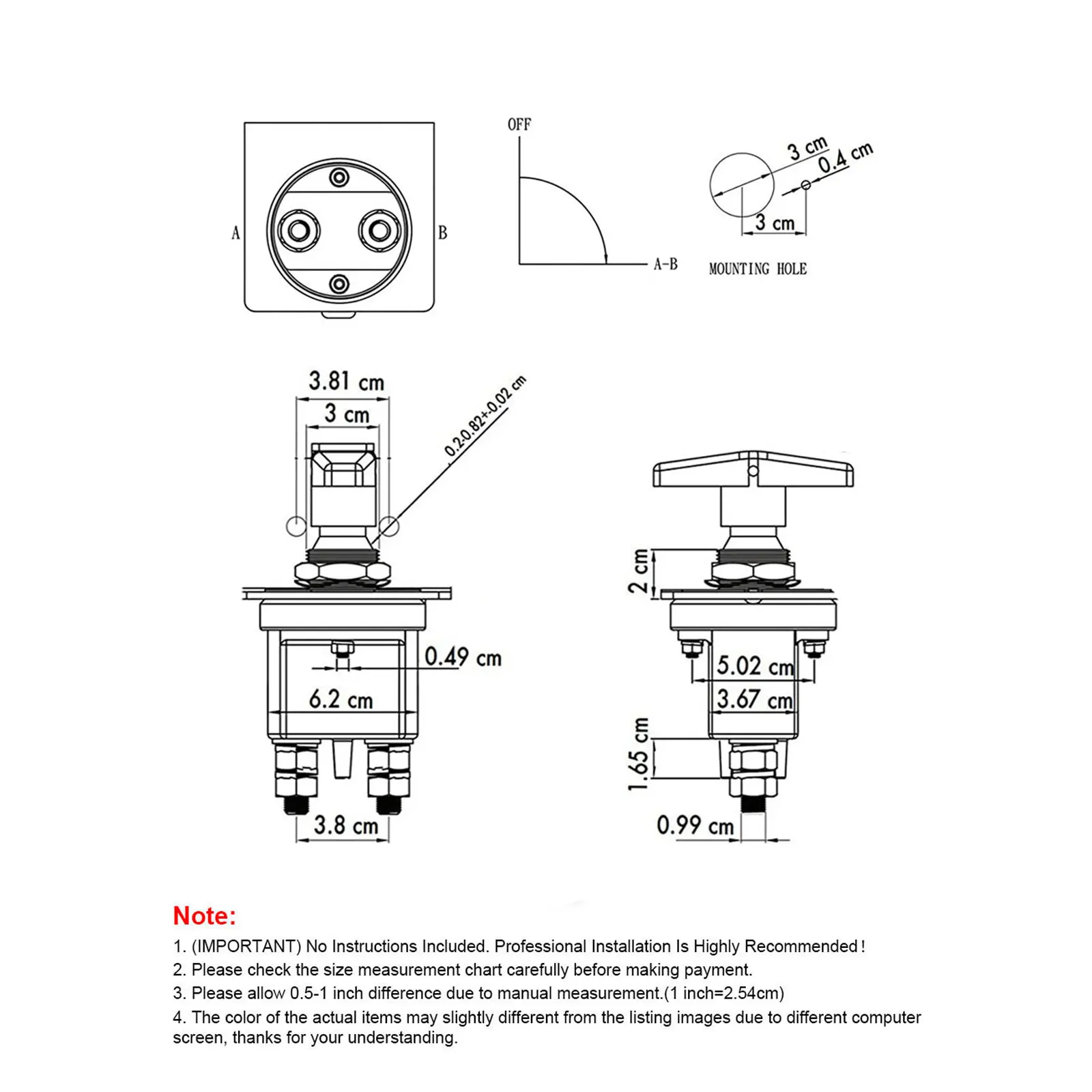 Battery Isolator Disconnector Heavy Duty Battery Kill Switch With 1500 Amp Rush Keep It Clean BATKD2 Muscle Car YC101587