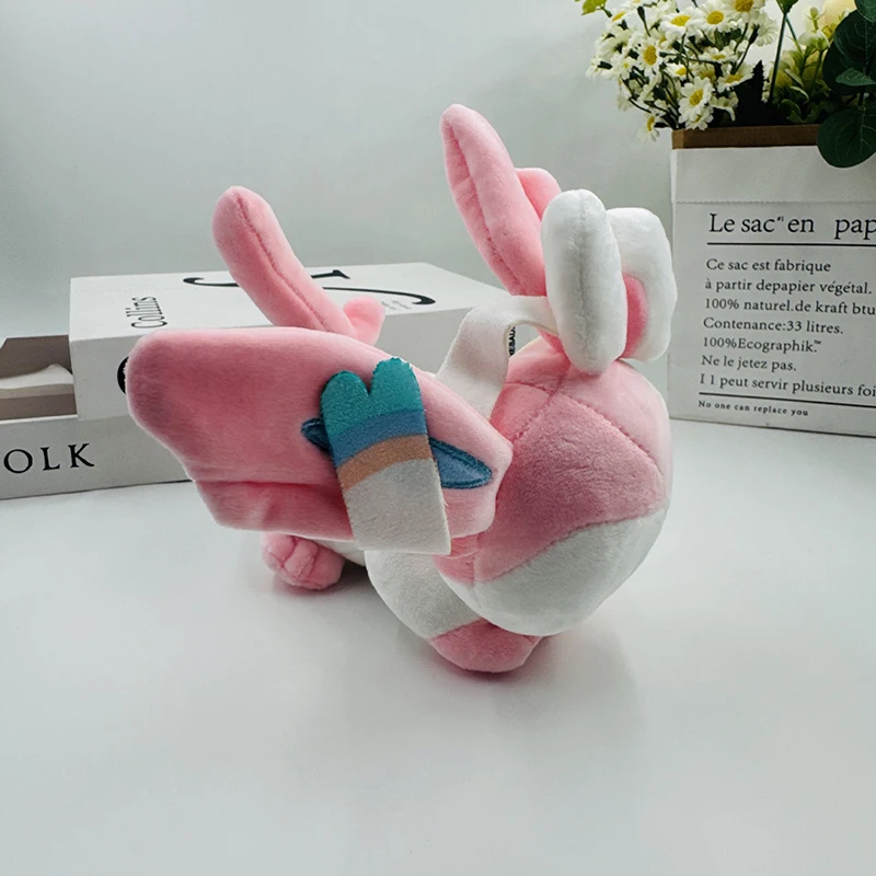 27cm Sylveon Pokemon Kawaii Plush Toys Pillow Anime Cartoon Pokémon Plushie Sleep Doll Stuffed Gift for Kids Birthday Xmas