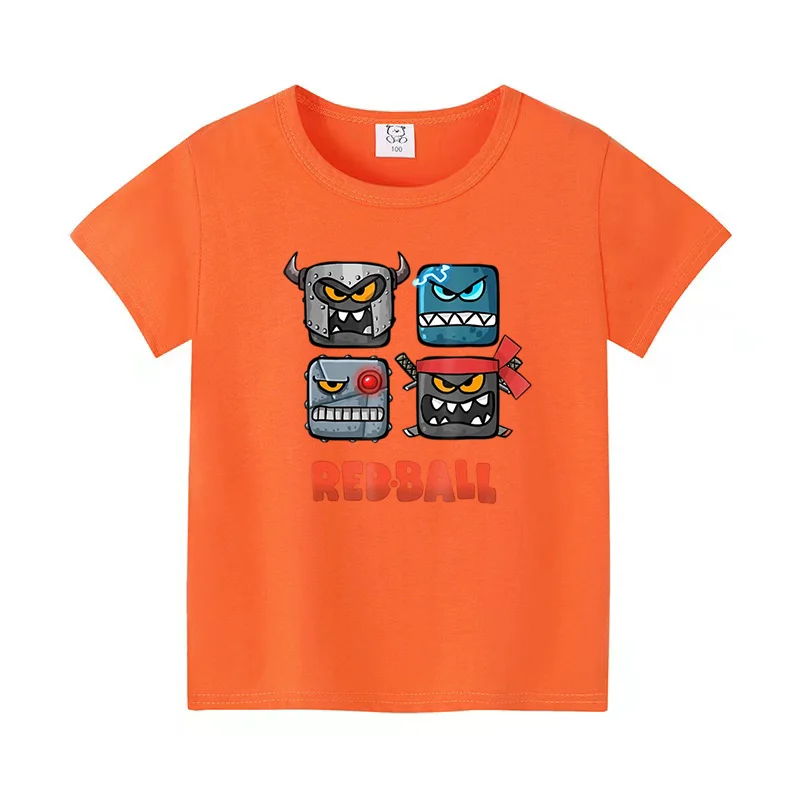 Red Ball Print Summer Kid Hot Sale Cartoon T-Shirts Funny Game Girls Clothes Baby Boys Fashion Tee Casual Children Tops