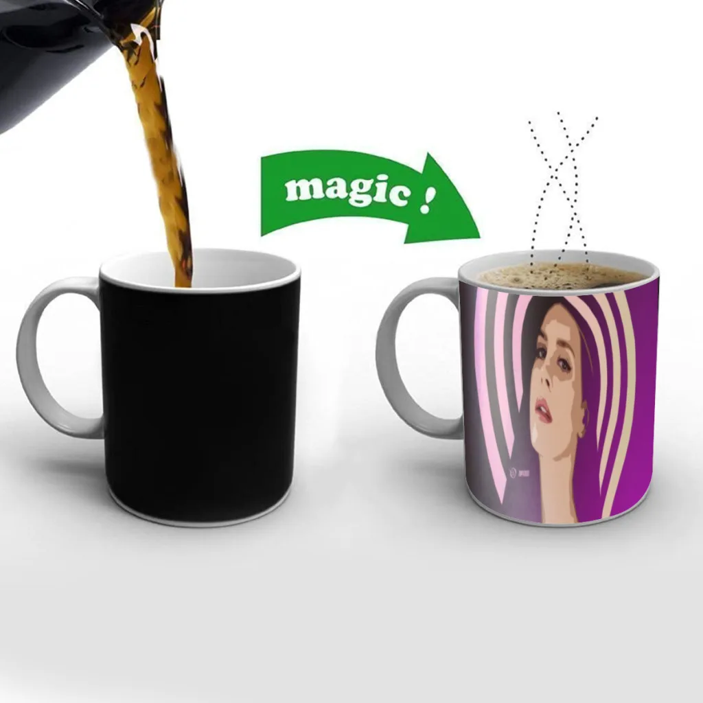 

Lana Del Rey Singer Free shipping Mug Changing Color Ceramic Coffee Mugs Magic Tea Cup Best Gift For Your Friends