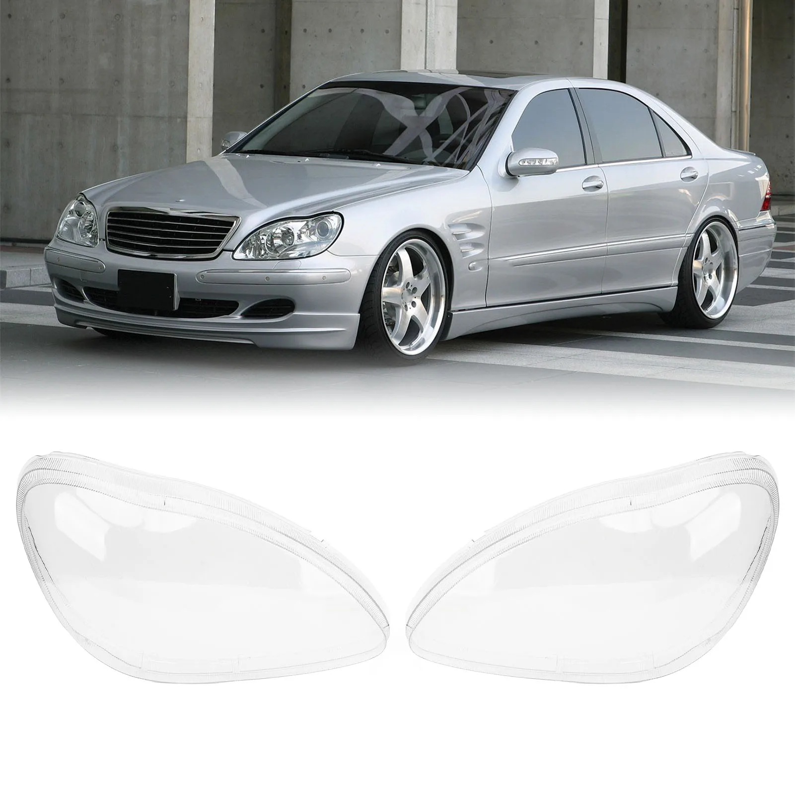 

1Pair Headlamp Lens Cover Transparent Left Right Front Headlight Lens Cover Left Right Replacement For Benz W220 S600 S500 S350