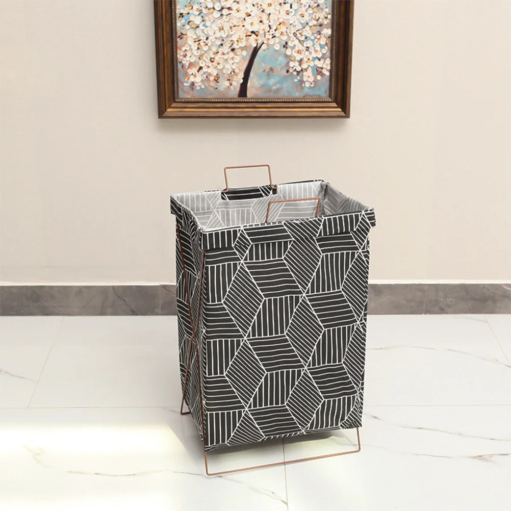 

Large Cloth Laundry Basket Foldable Storage Hamper Black White Grid Pattern For Bedroom Bathroom Dorm Nursery Heavy Duty