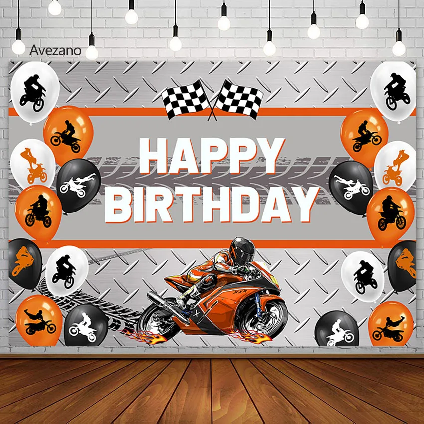 

Avezano Motocross Racing Backdrop Motorcycle Photography Background Balloons Boys Birthday Party Decoration Banners Photo Studio