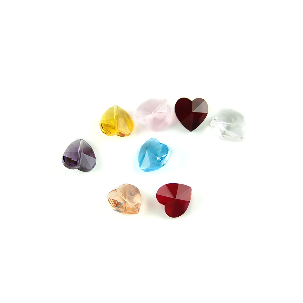 14mm 2000pcs Crystal Heart Shape Glossy Glass Top Drilled Loose Pendants Beads For DIY Jewelry Making Home Wedding Decoration