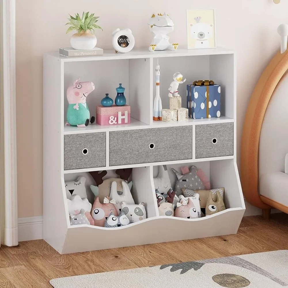 Boîte de rangement pour jouets pour enfants avec bibliothèque, étagère pour enfants, tiroir amovible, unité de rangement pour tout-petits