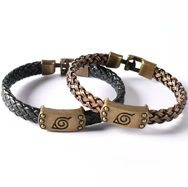 Anime Naruto Ninju Kiba Bracelet Leather braided alloy bracelet Popular couples jewelry holiday gifts