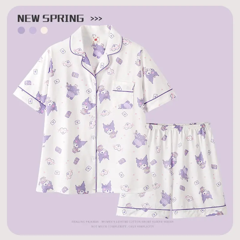 Ins Kawaii Cinnamoroll pajamas women\'s summer 2022 new mymelody Kuromi short-sleeved thin section cute Sanrio home clothes Gift