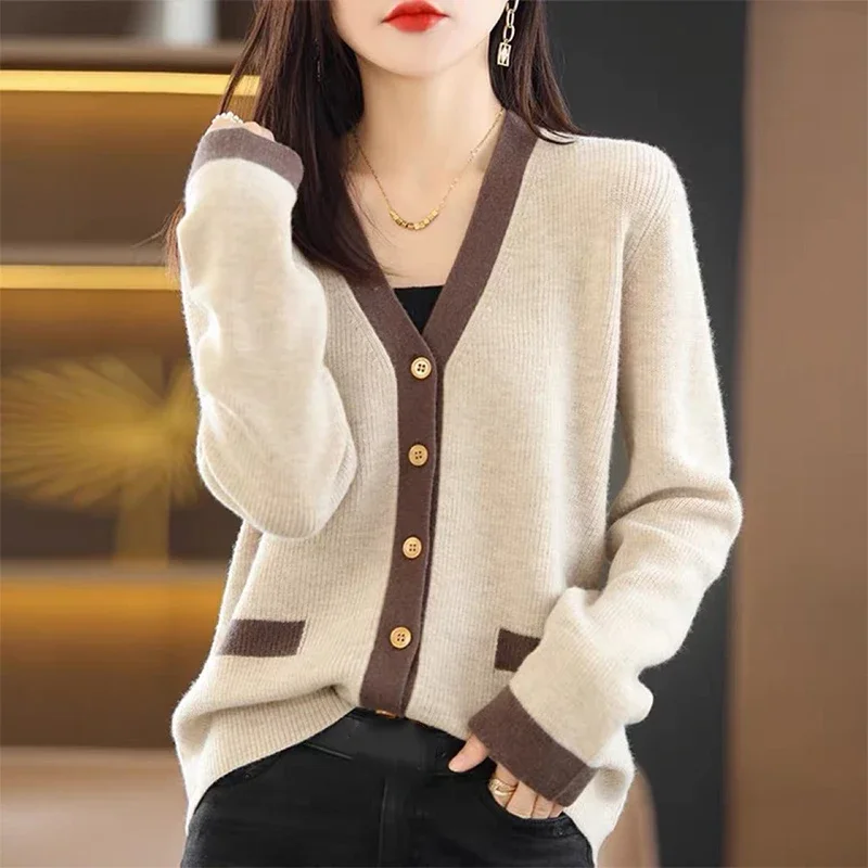 Women\'s Cardigans 2024 Spring Cardigans V-neck Single Breasted Short Slim Lady Knitwear Tops Korean Fashion Green Cardigan