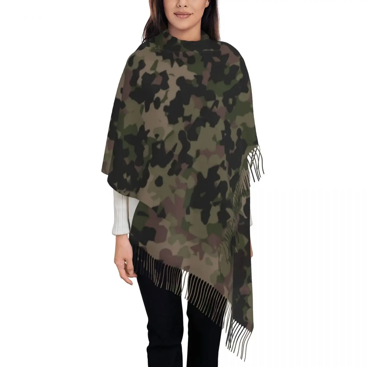 Custom Printed Flecktarn Camouflage Scarf Men Women Winter Warm Scarves Morden Camo Style Shawl Wrap