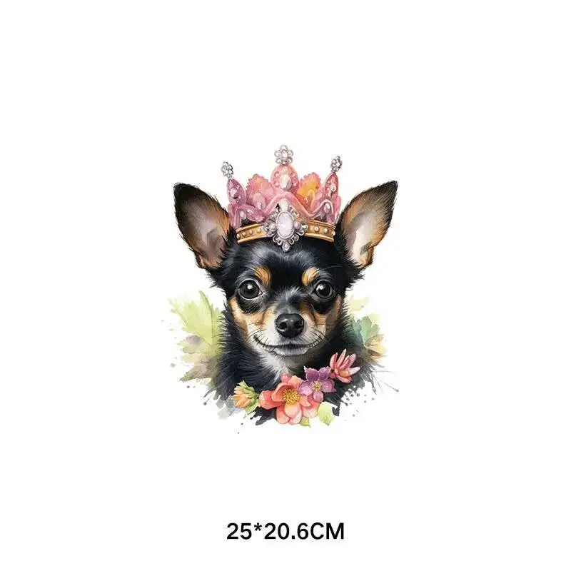 Heat Transfer Vinyl Stickers for Clothing DIY, Cartoon, Flower, Dog Combination, Thermal Press, T-shirt Applique