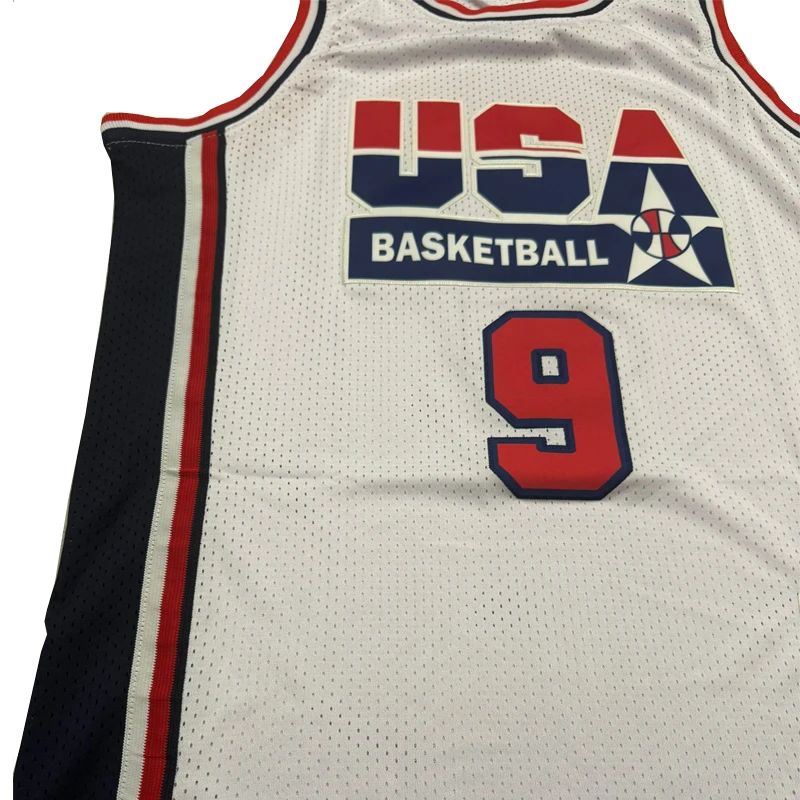 Basketball jerseys 1992 USA 23 9 SPACE JAM jersey Sewing embroidery cheap High Quality Outdoor sportswear White Blue movie