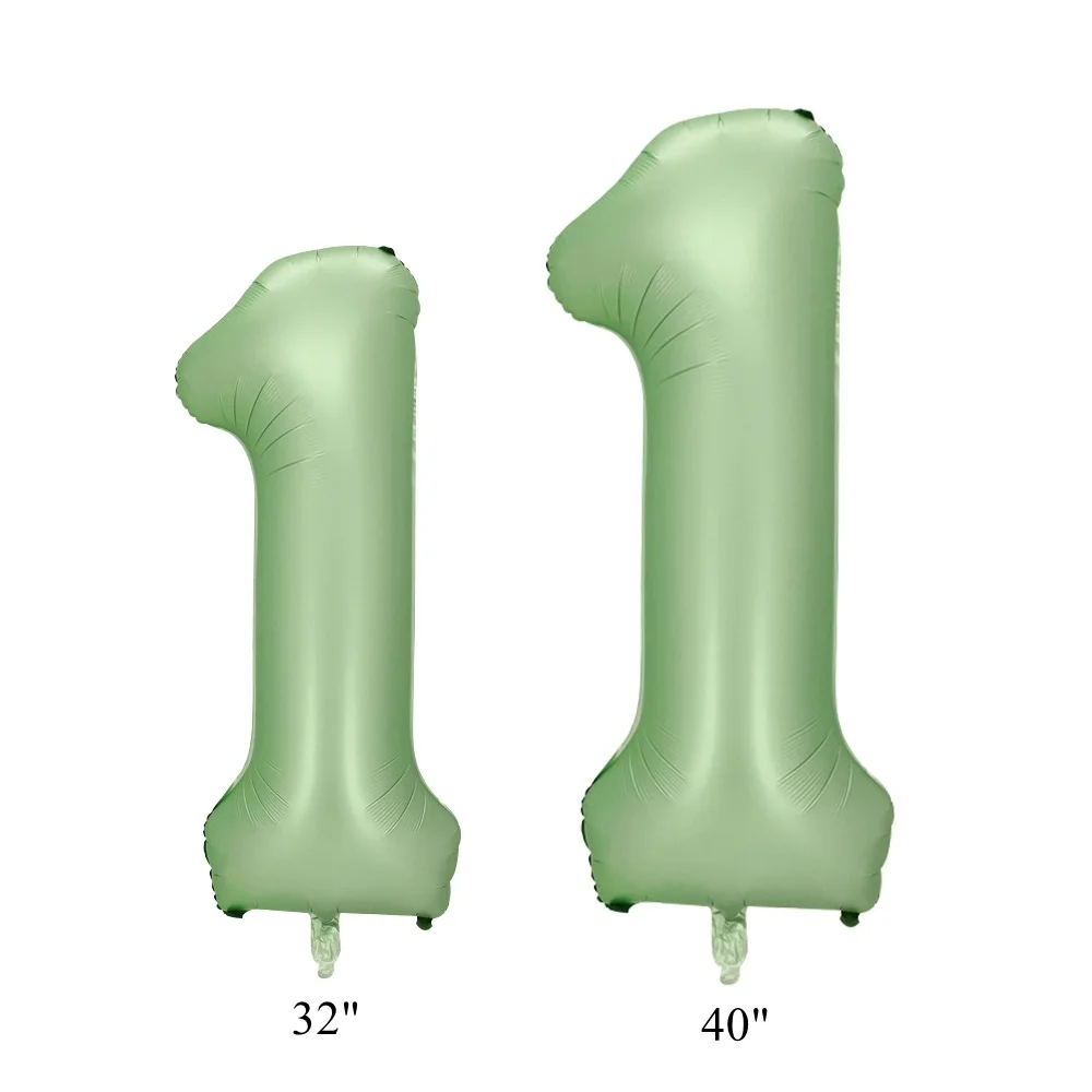 32/40inch Green Number Balloon with Retro Green Balloons Set for Adults Kids Happy Birthday Baby Shower Wedding Party Decoration