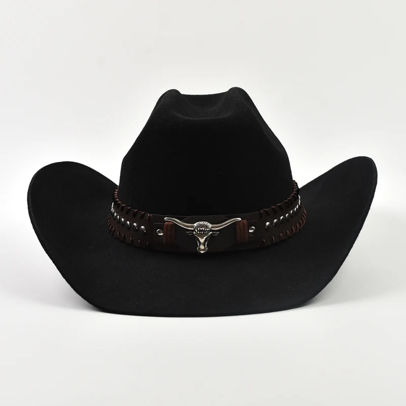 100% Wool Cowboy Hats Autumn and Winter Lady Cowgirl Jazz Hat Men's Western Curved-brimmed Felt Fedora Hat