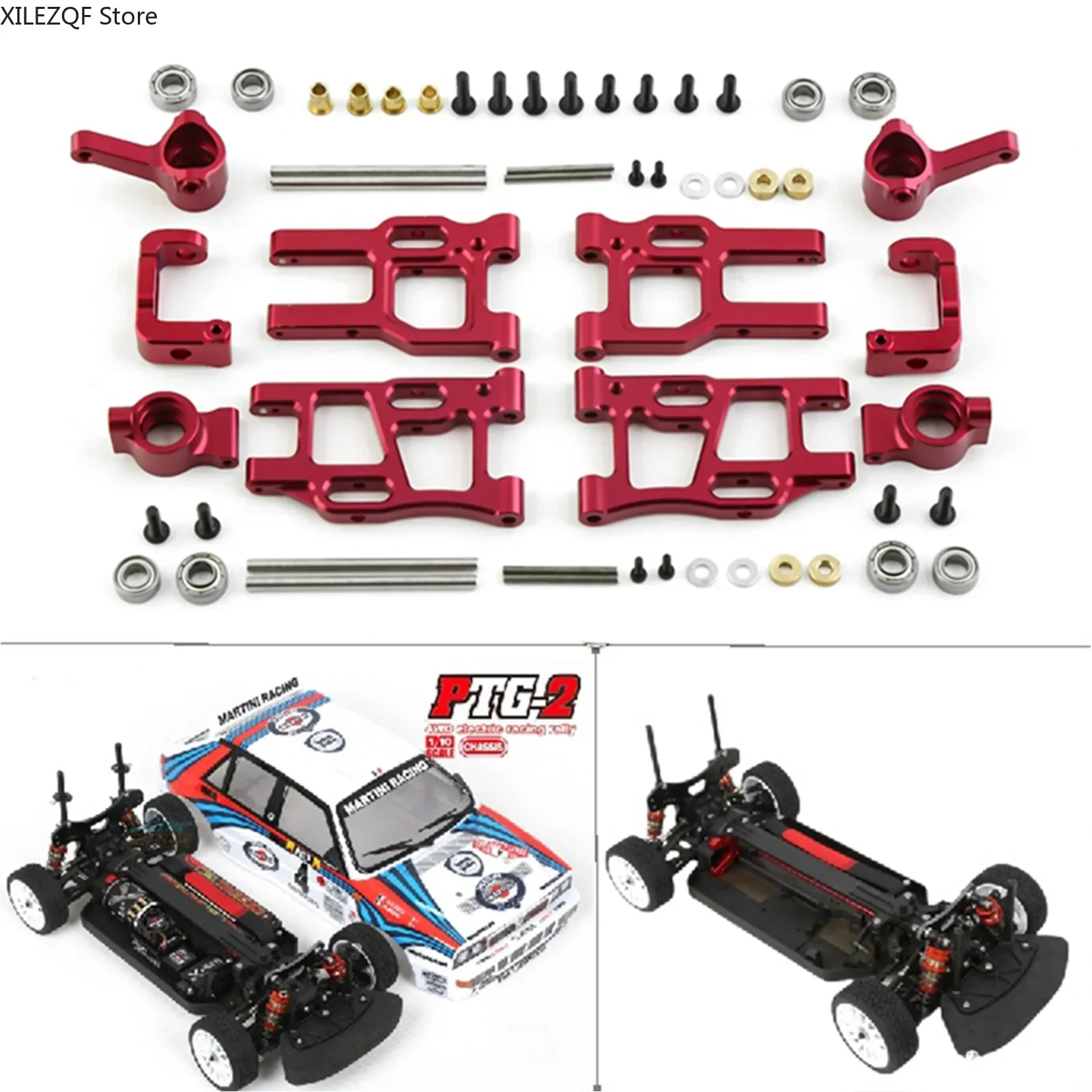 

1Set CNC Metal RC Arm Steering Cup for LC Racing PTG-2 1/10 4WD Racing Buggy Car DIY Accessories,Red Rear,Multi