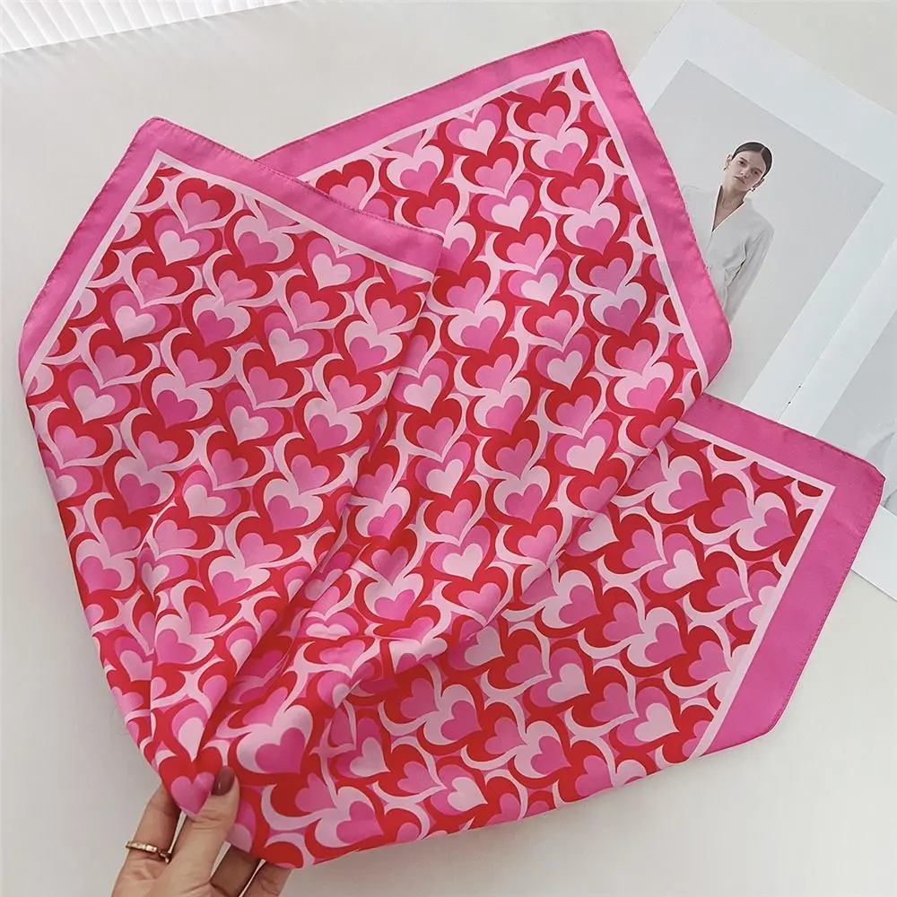 Lightweight 70x70cm Square Silk Scarf Lemon Print Spring Summer Head Wrap Hair Band Elegant Shawl for Women