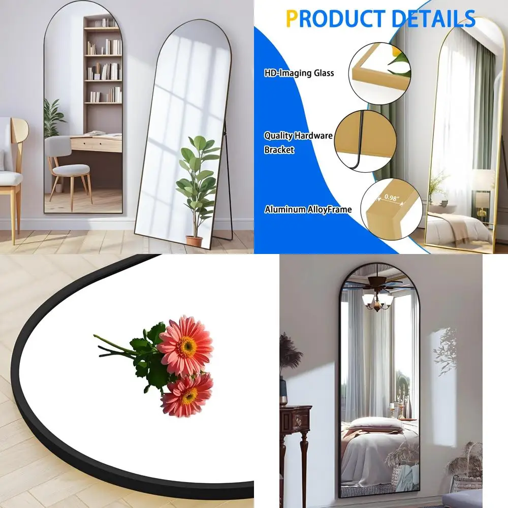 Arched Floor Mirror 64x21, Full Length Stand Mirror for Bedroom, Living Room, or Closet, Ideal for Full Body Viewing