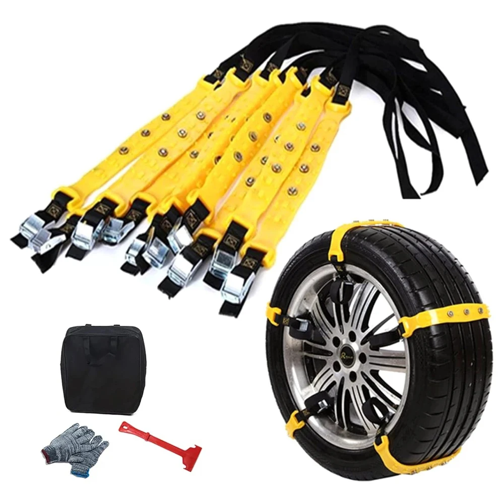 Mreoocar 10 Pcs Snow Tire Chains for Car  Adjustable Snow Cable Chains Universal Fit for Most Car/Jeep/Truck/SUV