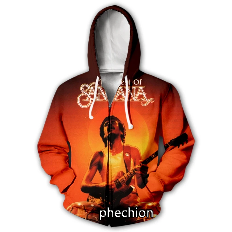 

phechion New Fashion Men/Women Santana Band 3D Print Long Sleeve Zip Hoodies Casual Men Loose Sport Zip Hoodies Tops J44