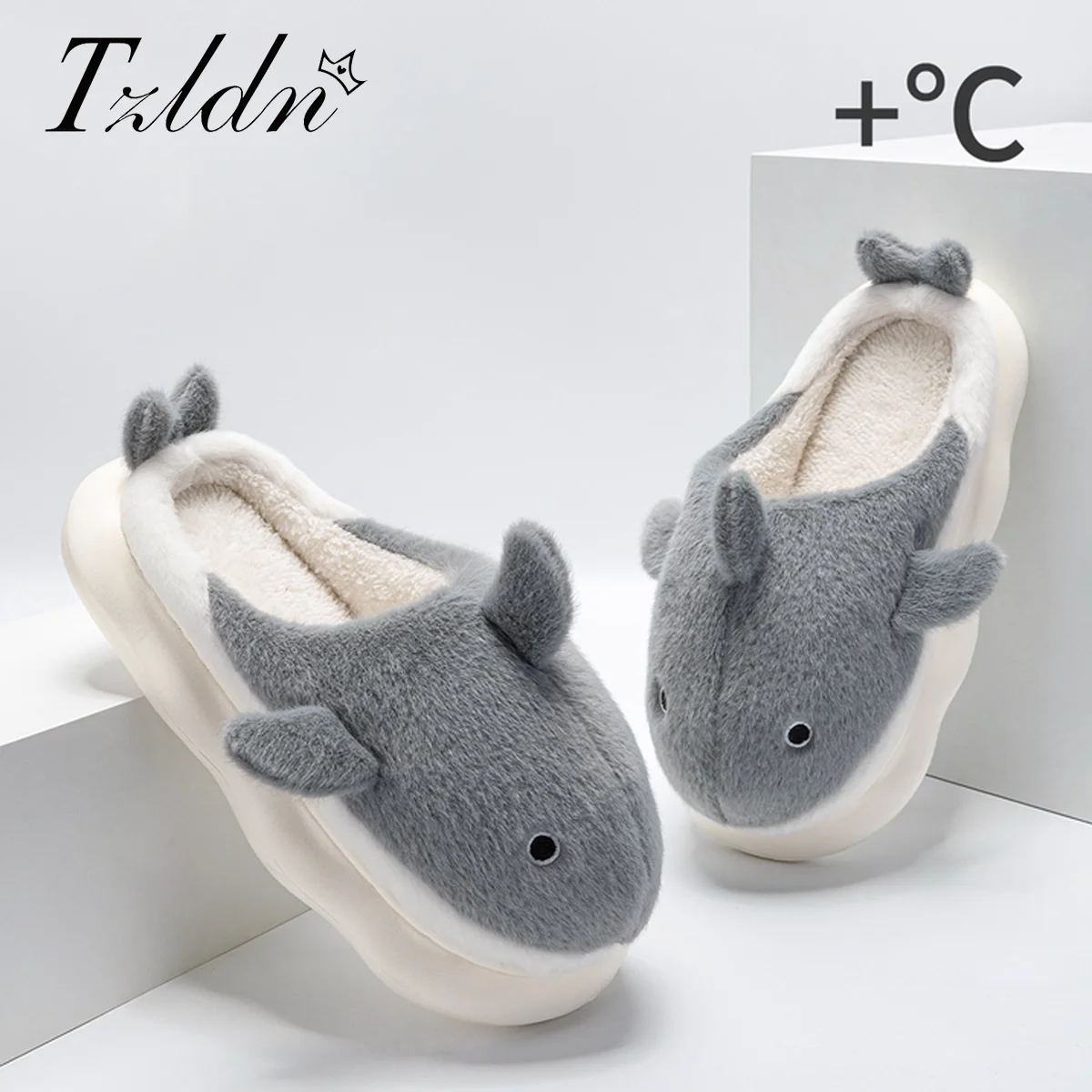

TZLDN Casual Fluffy Slippers Women Home Flats Designer Shoes Girls Fashion Winter Platform Slipper Couple House Warm Footwear