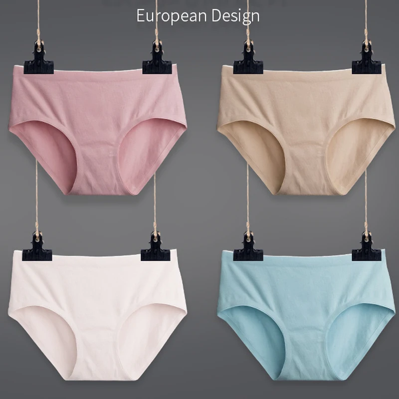 

Plus Size Cotton Panties for Woman Breathable High Waist Briefs Comfortable Solid Color Underwear Soft Underpants