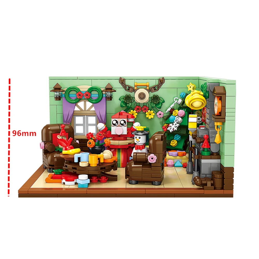 Regalo di Natale Building Blocks Mattoni Casa di Natale fai da te Decorazione della casa Ornamento da tavolo Giocattoli per bambini