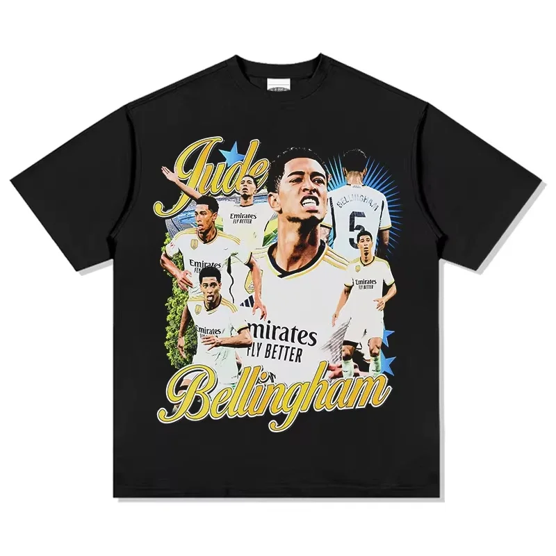 

2024 Jude Bellingham Summer Sport Cotton T-Shirt Sports Football Fans Clothes Summer Kids/Men's T-shirt Vintage Tees