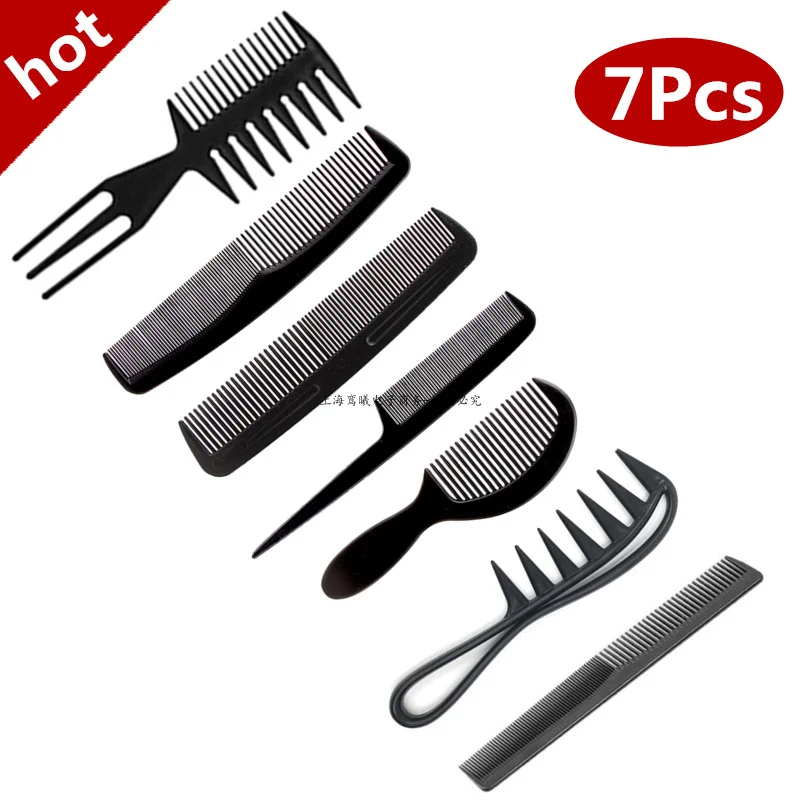 

New Arrivals 4/5/6/7pcs Black Barber Accessories Set Detangling Hair Brush Styling Hot Comb Straightener High Quality Hair Combs